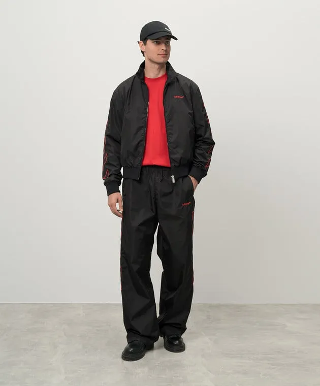 OFFWHITE BLACK SWEATPANTS WITH LOGO EMBROIDERY