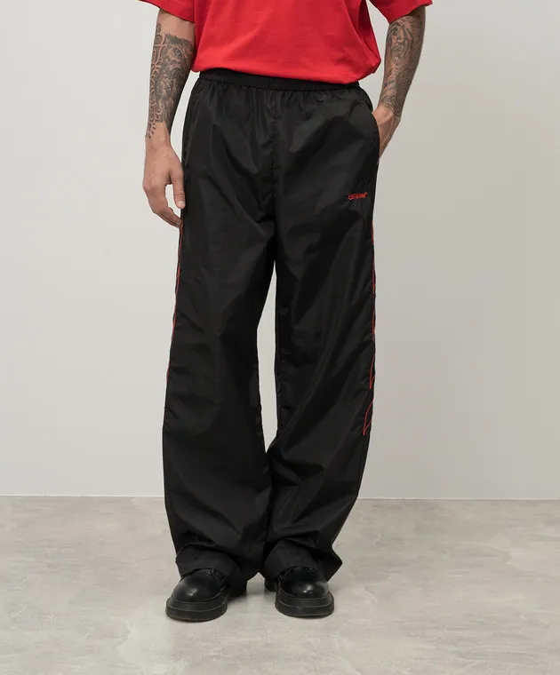 OFFWHITE BLACK SWEATPANTS WITH LOGO EMBROIDERY