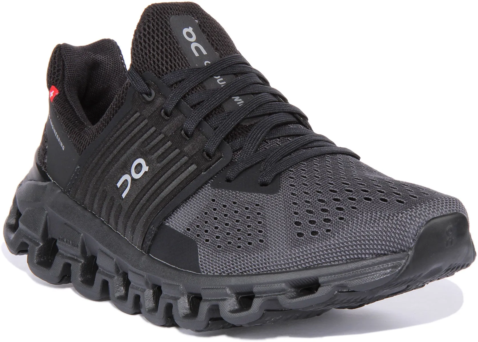 On Running Cloud X 3 Zapatillas de correr de malla con cordones para mujer en todo negro