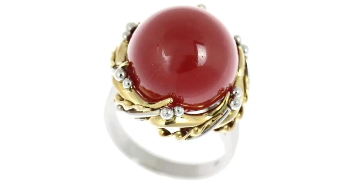 Otras joyas & Other Stories Coral 15mm anillo, Platino PT900/K18YG, Coral 12.5 Tamaño Anillo usado de platino para mujer en 