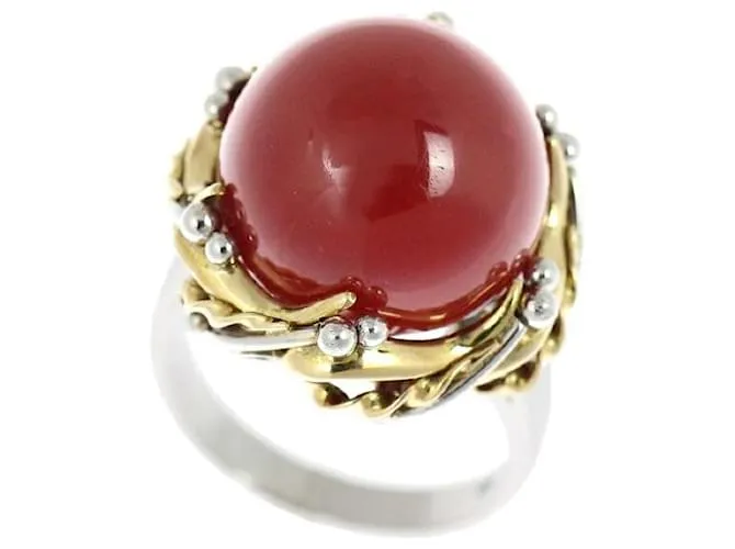 Otras joyas & Other Stories Coral 15mm anillo, Platino PT900/K18YG, Coral 12.5 Tamaño Anillo usado de platino para mujer en 