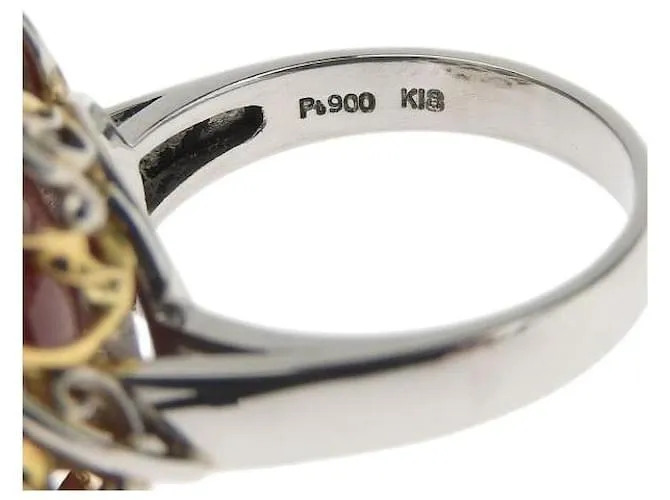 Otras joyas & Other Stories Coral 15mm anillo, Platino PT900/K18YG, Coral 12.5 Tamaño Anillo usado de platino para mujer en 