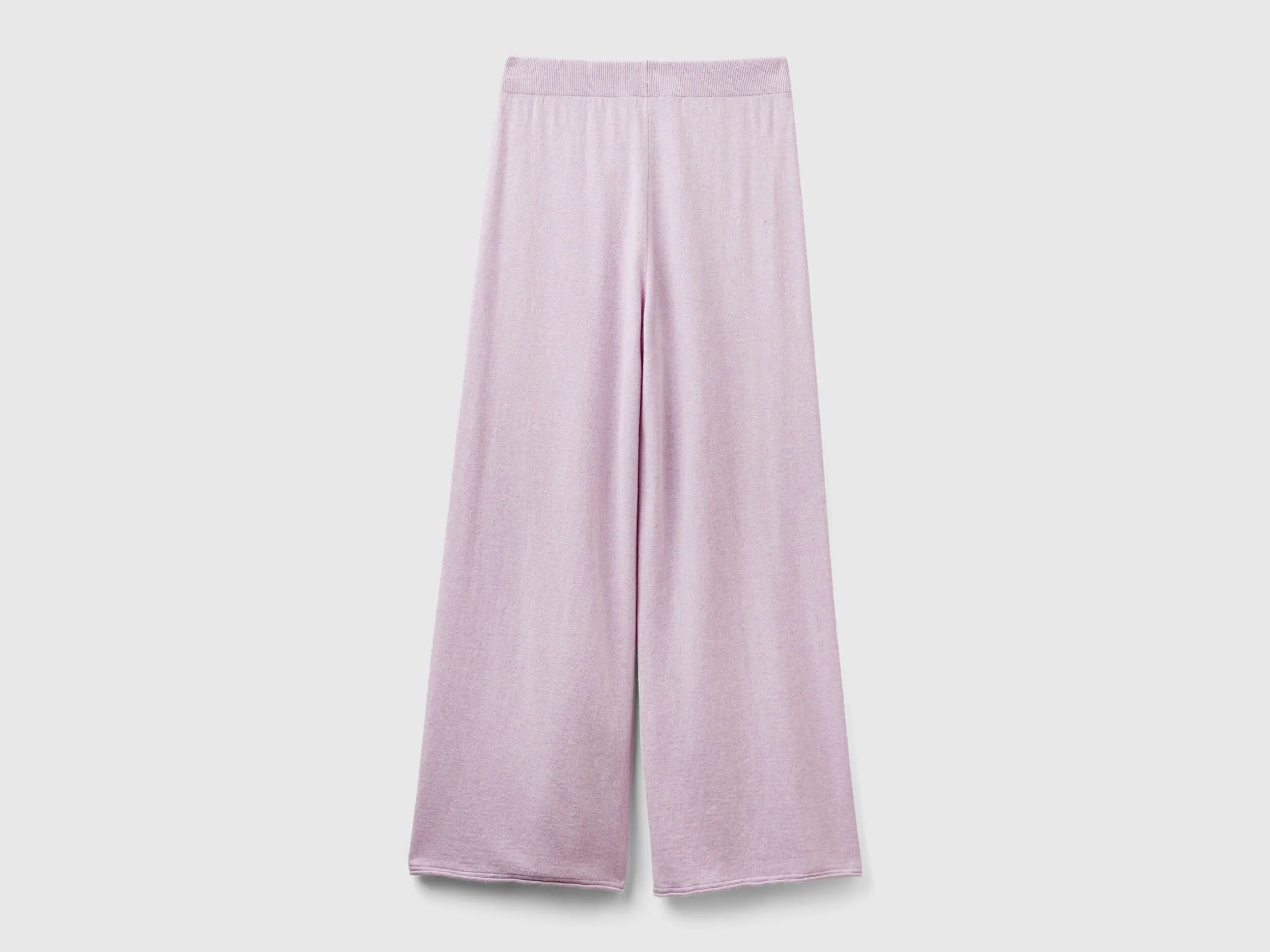 Pantalón amplio lila claro en mezcla de lana y cachemir