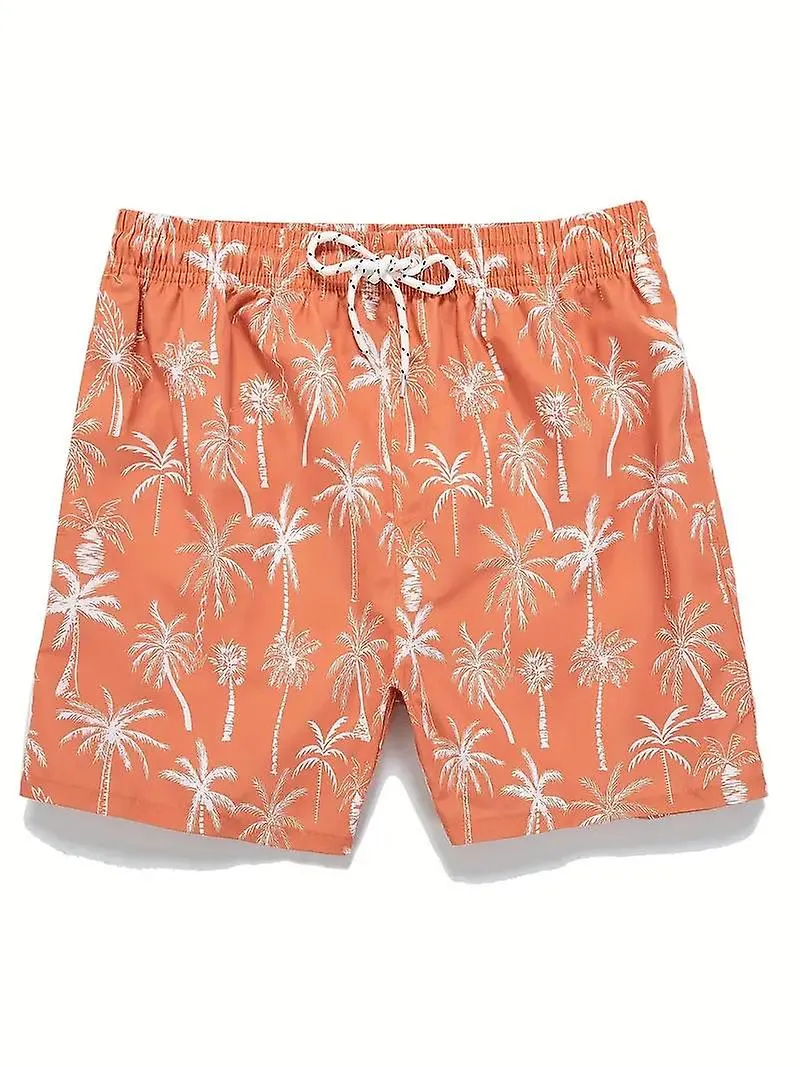 Pantalones cortos de tabla hawaiana de secado rápido para hombres con bolsillos, bañadores gráficos de cocotero casual con cordó