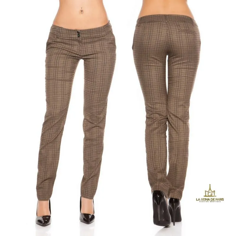 Pantalones rectos tartán brillante 