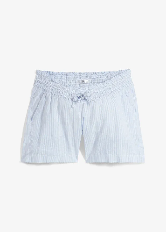 PANTALóN CORTO PREMAMá AZUL PERLABLANCO RAYAS HORIZONTALES
