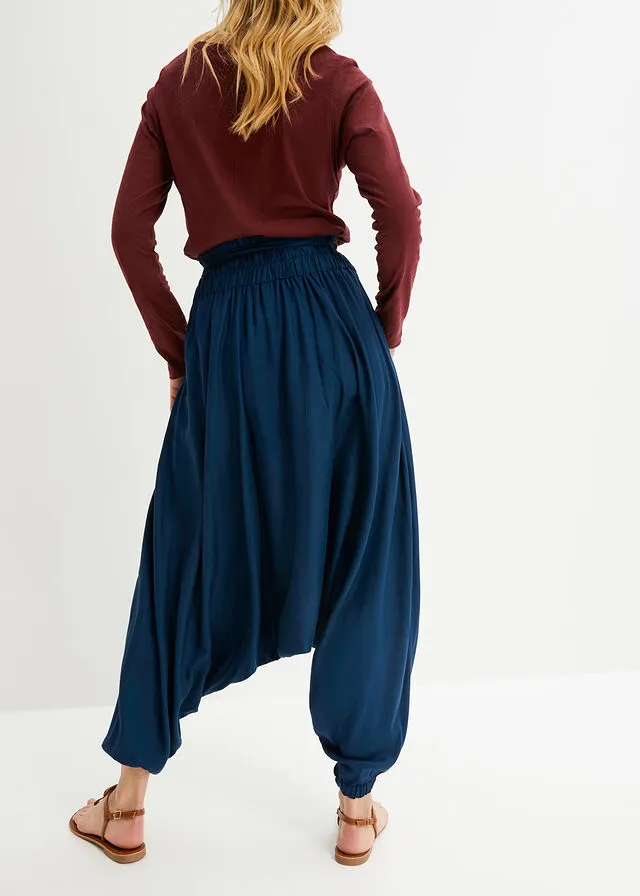 Pantalón harem Azul oscuro de rayas horizontales