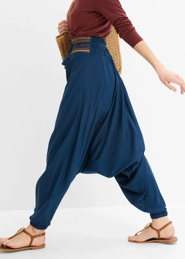 Pantalón harem Azul oscuro de rayas horizontales