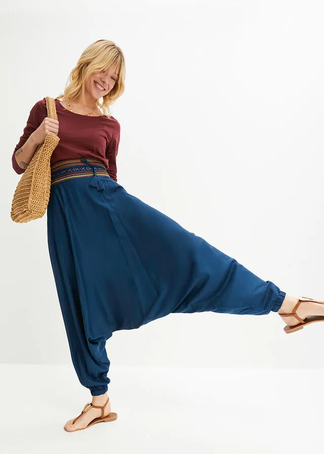 Pantalón harem Azul oscuro de rayas horizontales