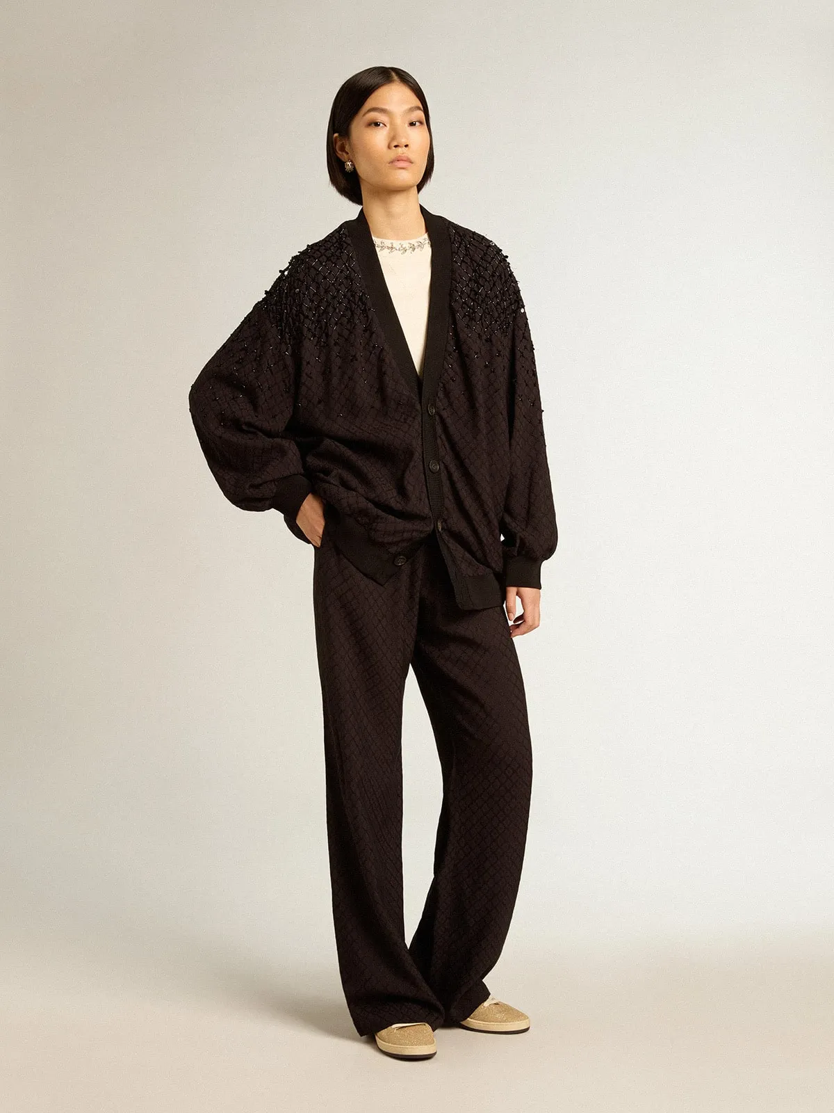 Pantalón jogger de mujer en viscosa de color negro