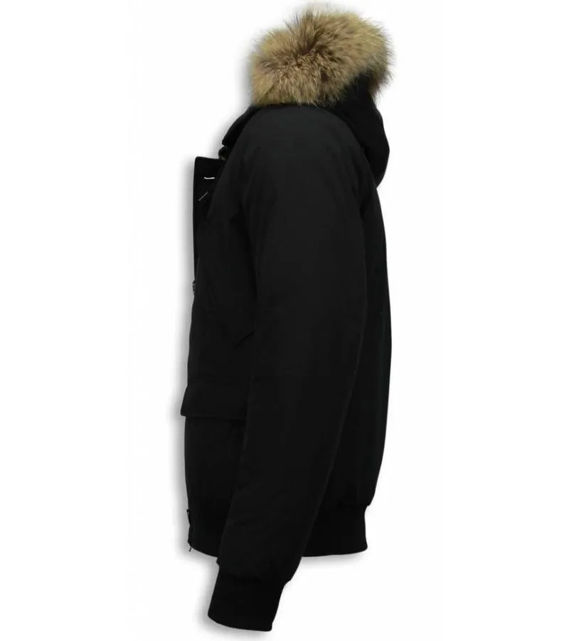 PARKAS HOMBRE  CANADA ABRIGOS DE CABALLERO CORTO  CAPUCHA PELO  NEGRO