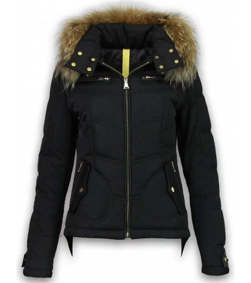 PARKAS MUJER  SEñORA ABRIGOS DE INVIERNO CORTO  BASIC FIT EXCLUSIVE  NEGRO