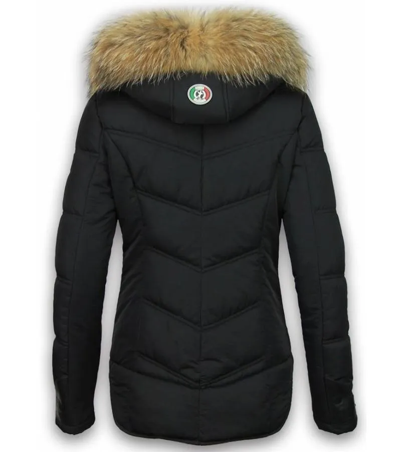PARKAS MUJER  SEñORA ABRIGOS DE INVIERNO CORTO  BASIC FIT EXCLUSIVE  NEGRO
