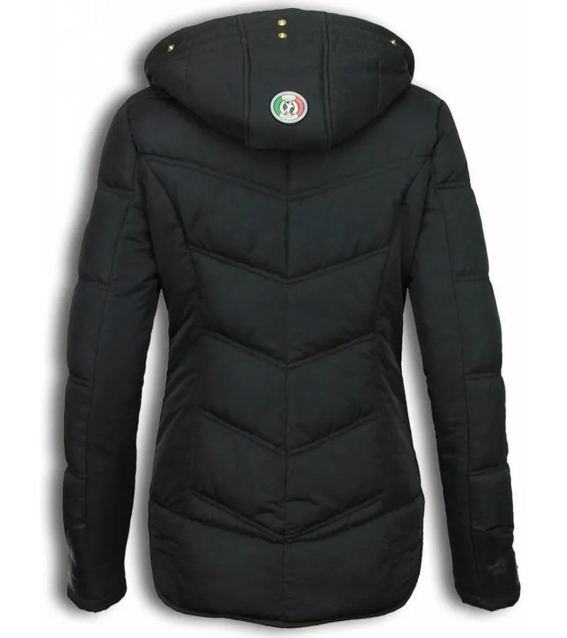 PARKAS MUJER  SEñORA ABRIGOS DE INVIERNO CORTO  BASIC FIT EXCLUSIVE  NEGRO