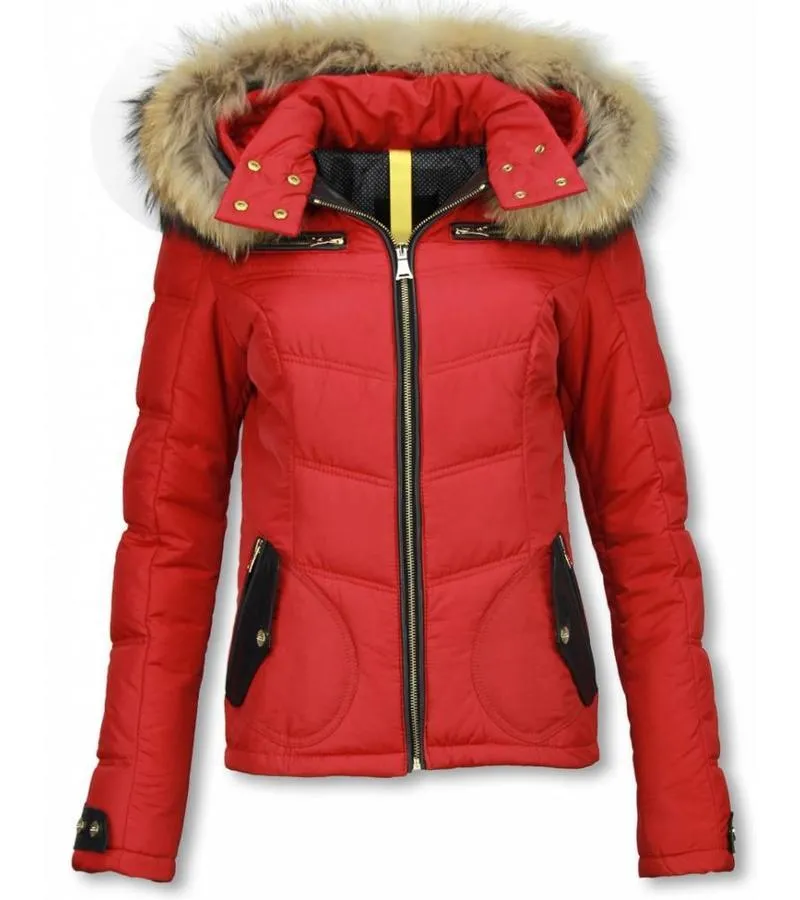 PARKAS MUJER  SEñORA ABRIGOS DE INVIERNO MEDIO CORTO  ROJO
