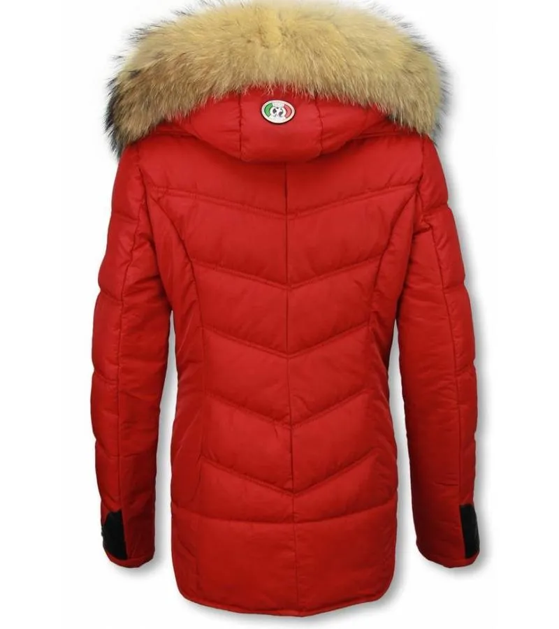 PARKAS MUJER  SEñORA ABRIGOS DE INVIERNO MEDIO CORTO  ROJO