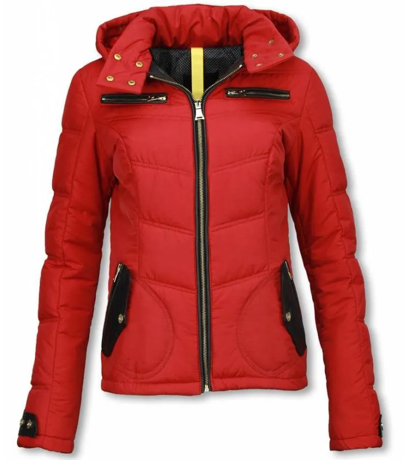 PARKAS MUJER  SEñORA ABRIGOS DE INVIERNO MEDIO CORTO  ROJO
