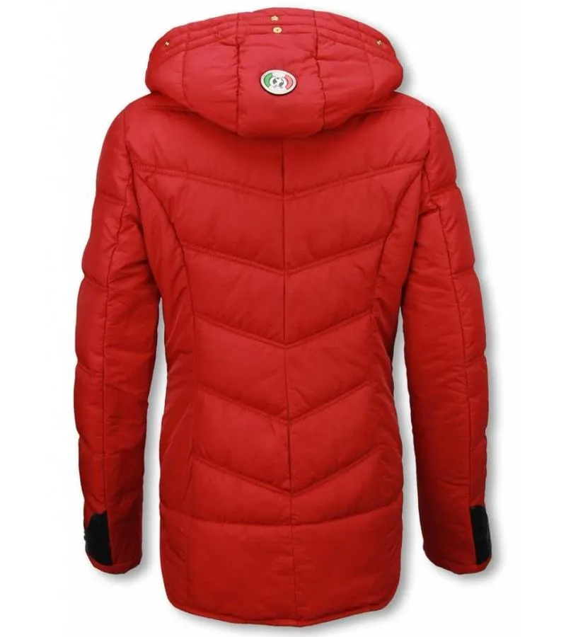 PARKAS MUJER  SEñORA ABRIGOS DE INVIERNO MEDIO CORTO  ROJO