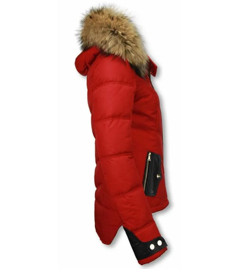 PARKAS MUJER  SEñORA ABRIGOS DE INVIERNO MEDIO CORTO  ROJO