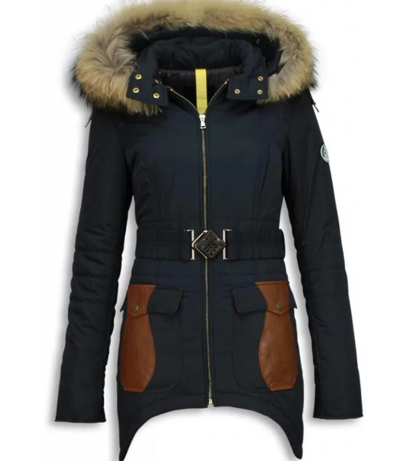 PARKAS MUJER  SEñORA ABRIGOS DE INVIERNO MEDIO LARGO  AZUL