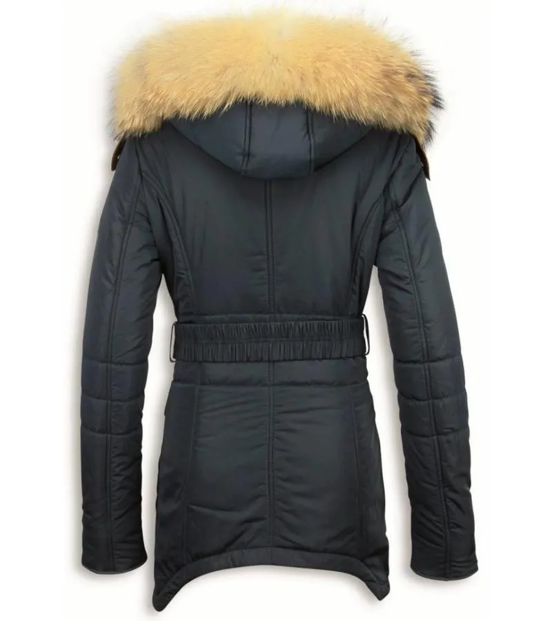 PARKAS MUJER  SEñORA ABRIGOS DE INVIERNO MEDIO LARGO  AZUL