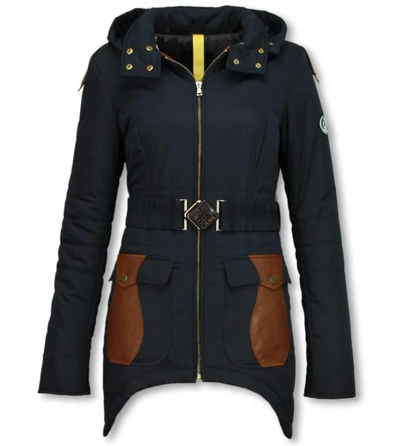 PARKAS MUJER  SEñORA ABRIGOS DE INVIERNO MEDIO LARGO  AZUL