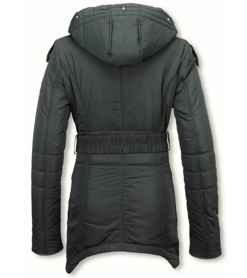 PARKAS MUJER  SEñORA ABRIGOS DE INVIERNO MEDIO LARGO  AZUL