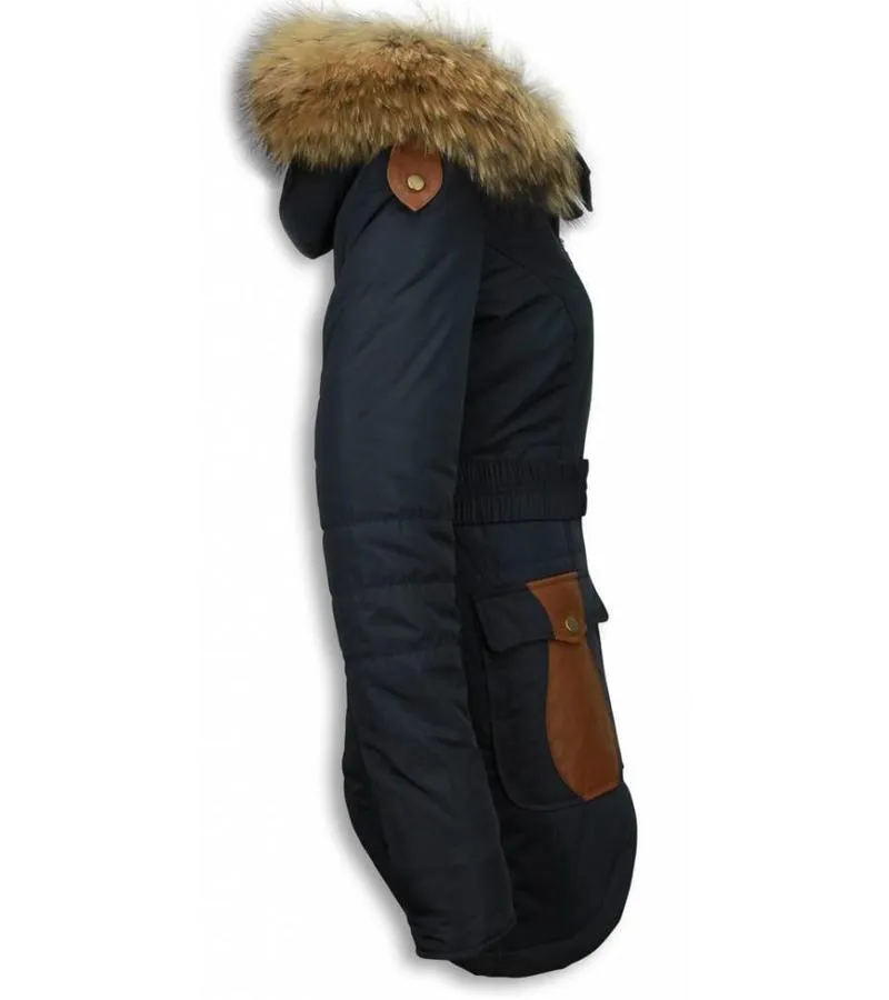 PARKAS MUJER  SEñORA ABRIGOS DE INVIERNO MEDIO LARGO  AZUL