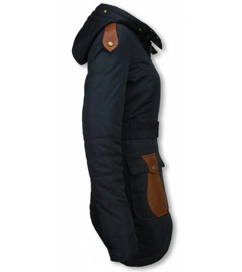 PARKAS MUJER  SEñORA ABRIGOS DE INVIERNO MEDIO LARGO  AZUL