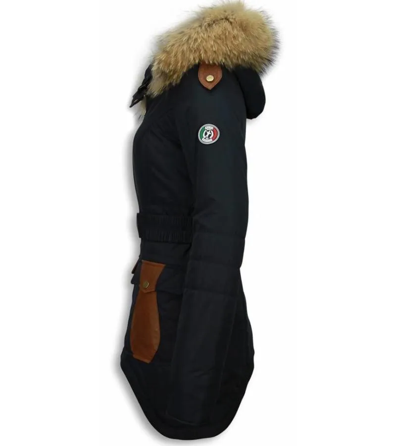 PARKAS MUJER  SEñORA ABRIGOS DE INVIERNO MEDIO LARGO  AZUL