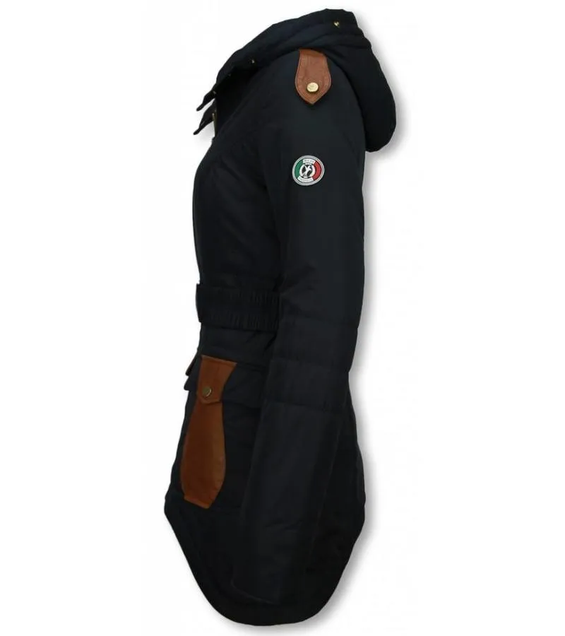 PARKAS MUJER  SEñORA ABRIGOS DE INVIERNO MEDIO LARGO  AZUL