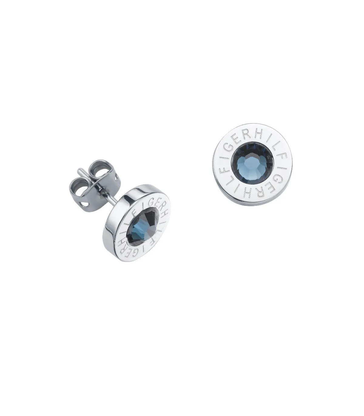 PENDIENTES BOTóN TOMMY HILFIGER ACERO INOXIDABLE Y CIRCONITA AZUL  2700260