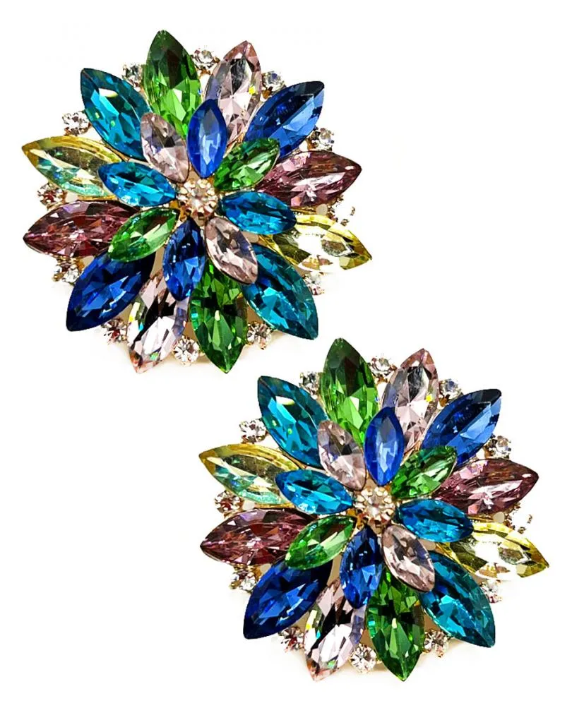 PENDIENTES ELEGANTES EN TONOS PASTEL CON ROSETON VINTAGE