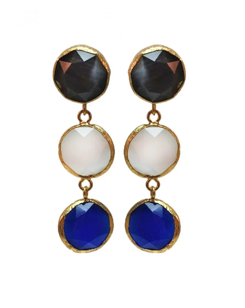 PENDIENTES LARGOS AZULES Y BLANCSOS PARA BODAS, IDEALES PARA RESALTAR TUS OJOS