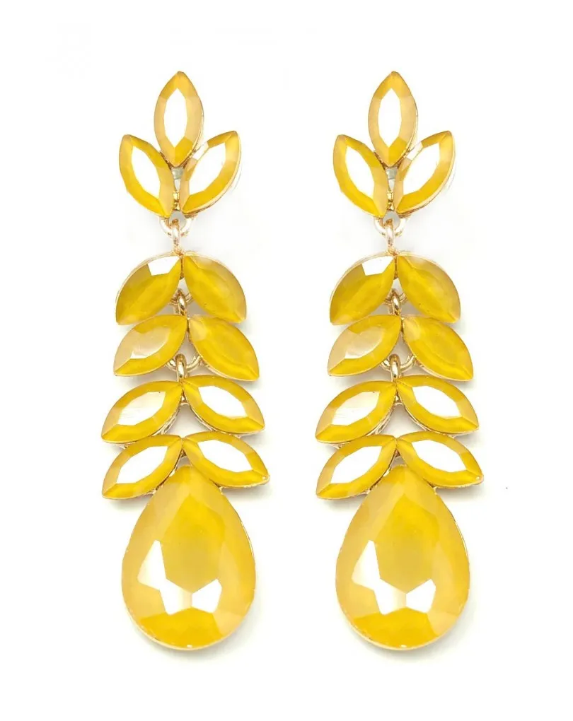 PENDIENTES LARGOS DE CRISTAL  AMARILLOS PARA FIESTA