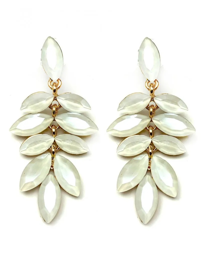 PENDIENTES LARGOS DE CRISTAL PARA  FIESTA BLANCOS PARA INVITADAS DE BODAS
