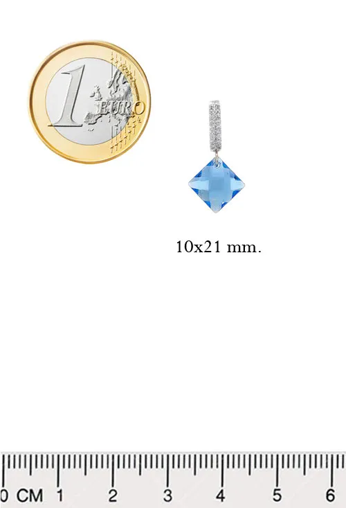 PENDIENTES LARGOS ORO BLANCO 18K CON TOPACIO AZUL REF3441B3