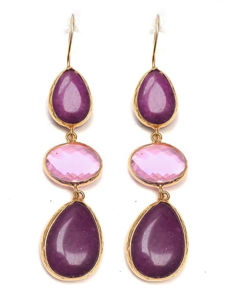 PENDIENTES LARGOS PARA BODA EN BUGAMBILIA MAGENTA CON ROSA