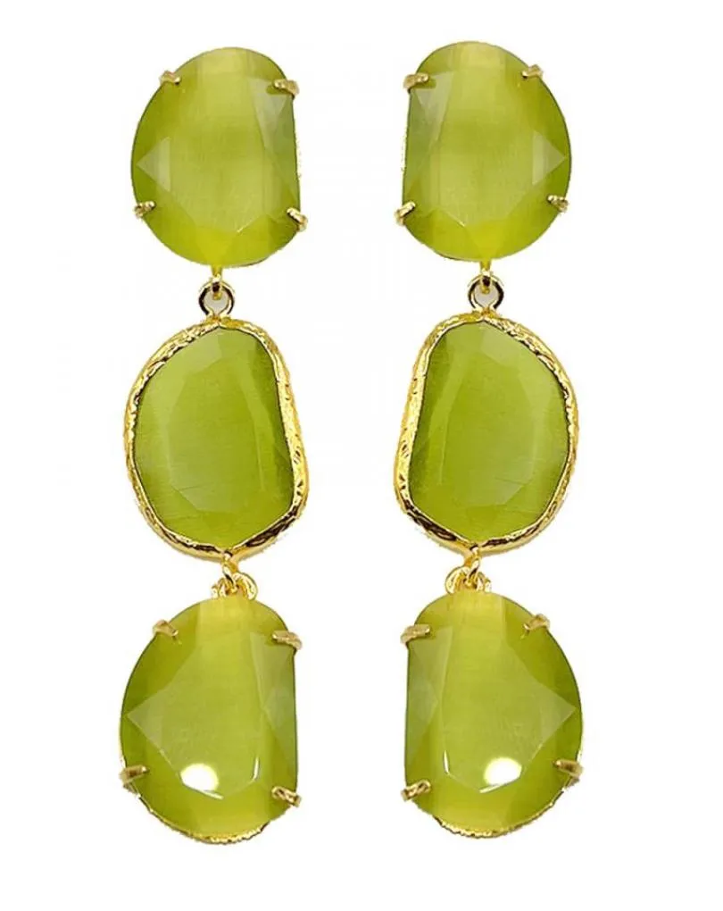 PENDIENTES LARGOS VERDE MANZANA MUJER PARA BODAS EN VERANO
