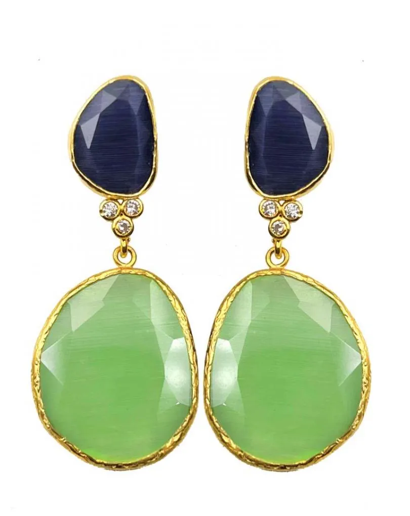 PENDIENTES LARGOS VERDES Y MORADOS PERFECTOS PARA BODAS