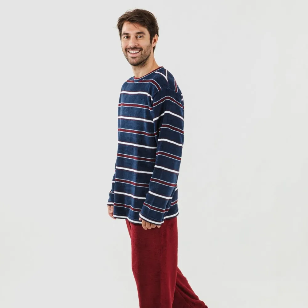 Pijama coral hombre Lucio burdeos