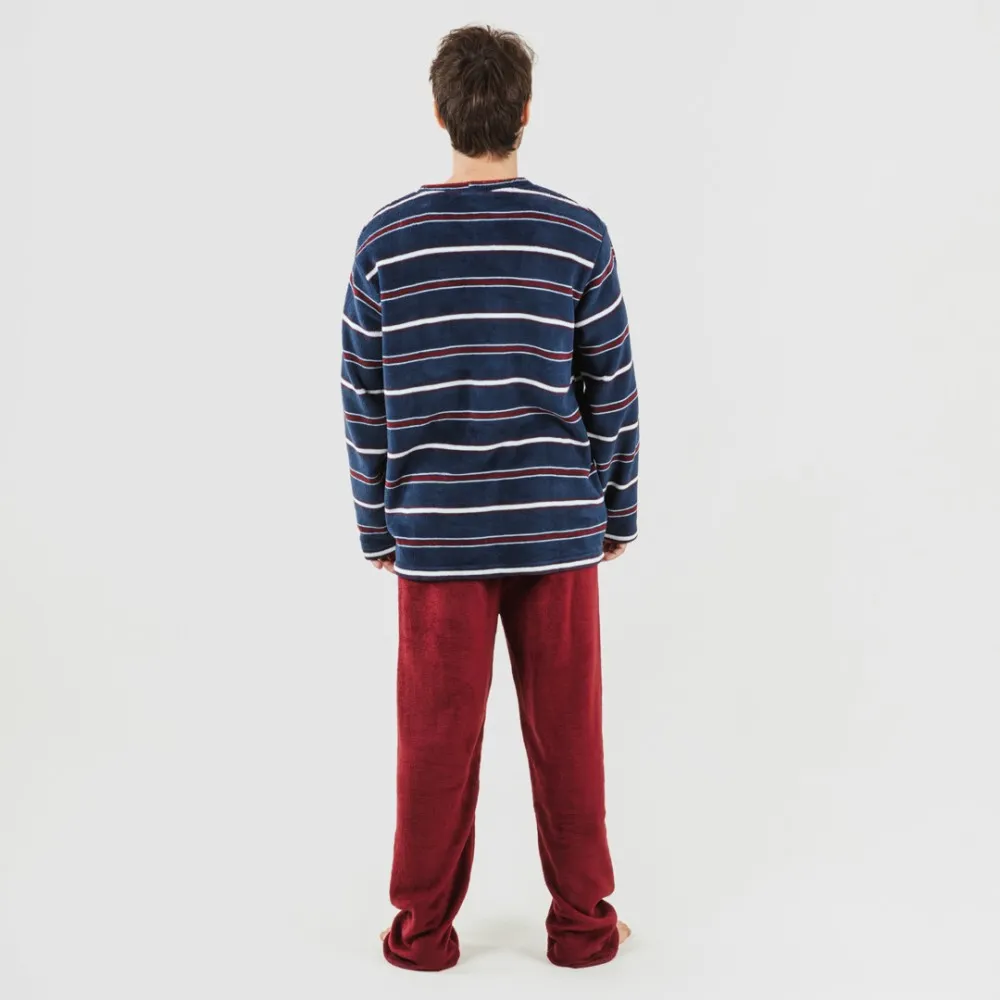 Pijama coral hombre Lucio burdeos