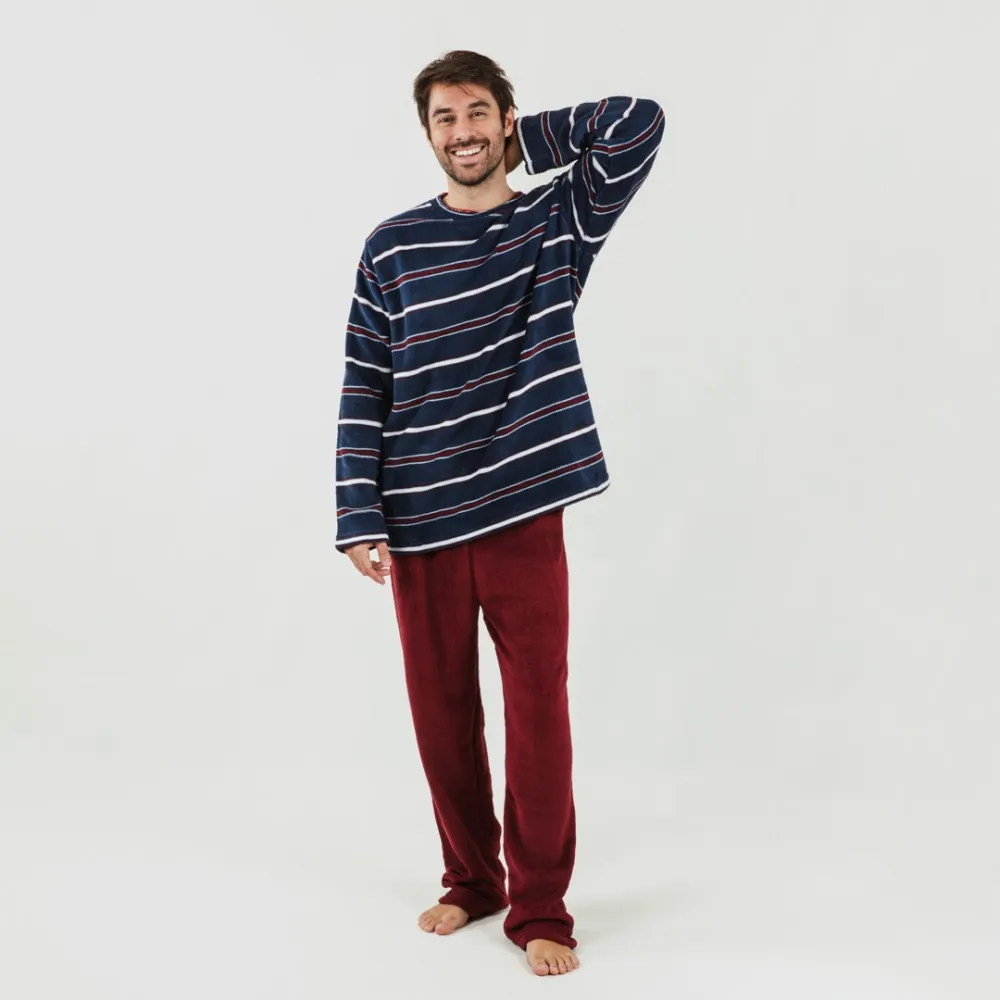 Pijama coral hombre Lucio burdeos