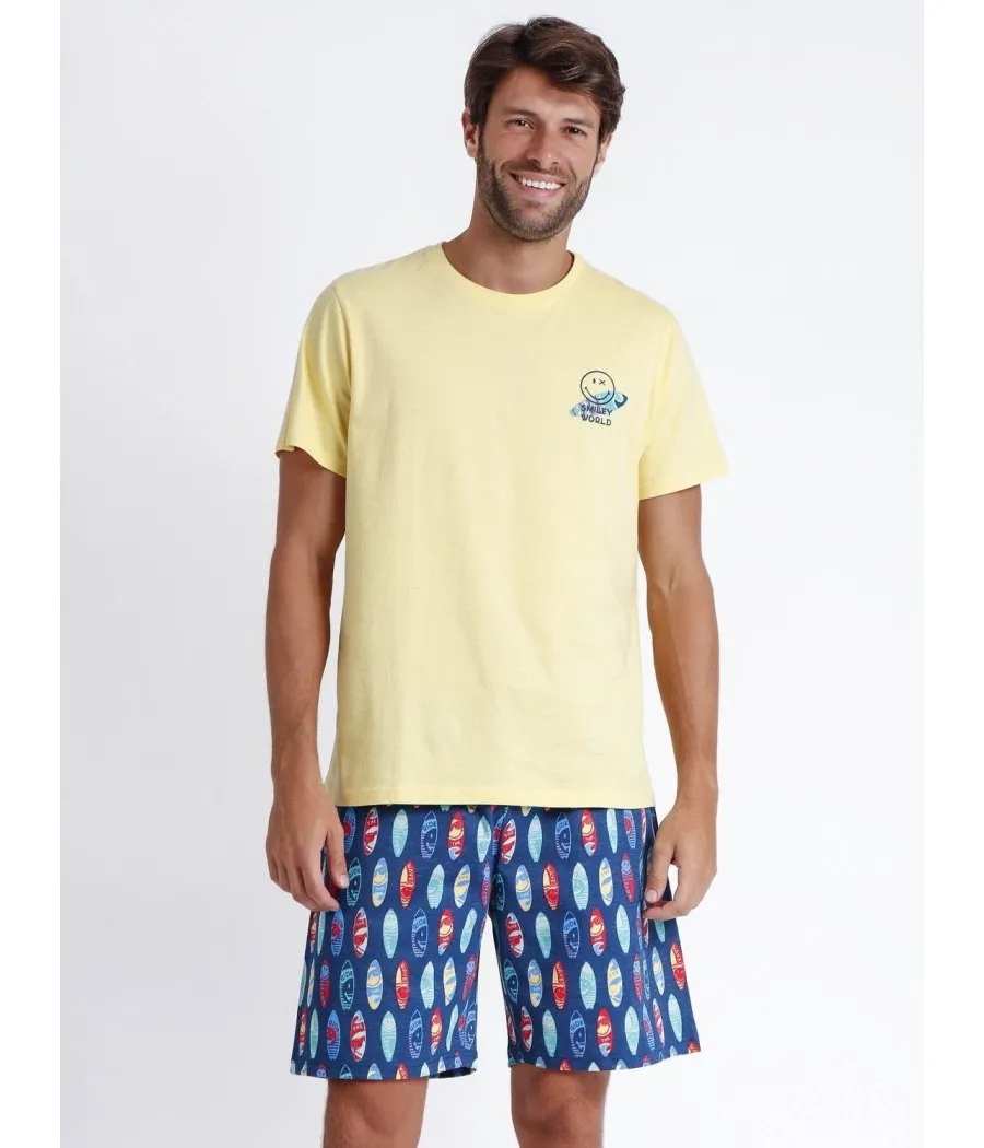 Pijama hombre verano Smiley World algodón