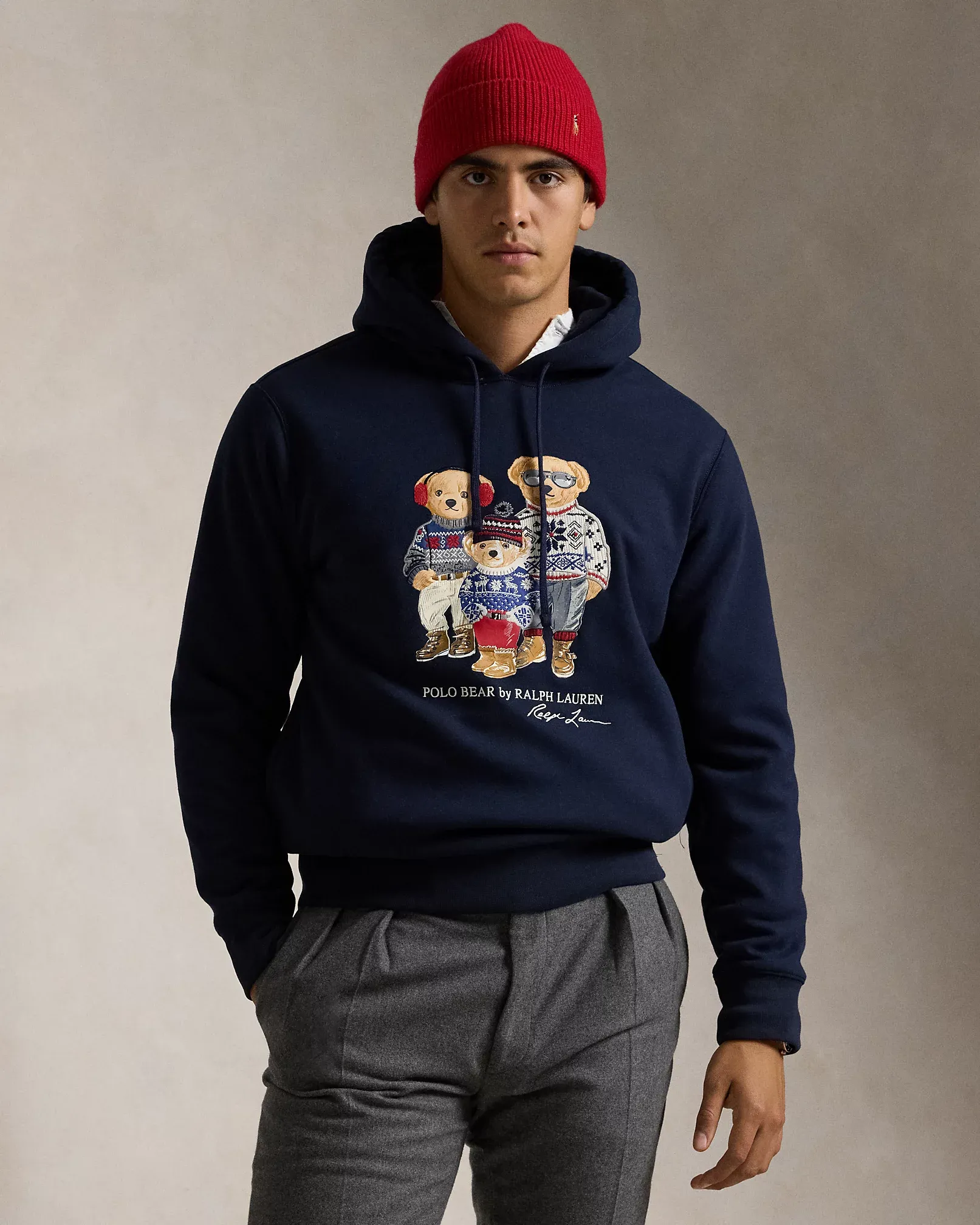 POLO RALPH LAUREN BEAR FAMILY FLEECE HOODIE RL NAVY 