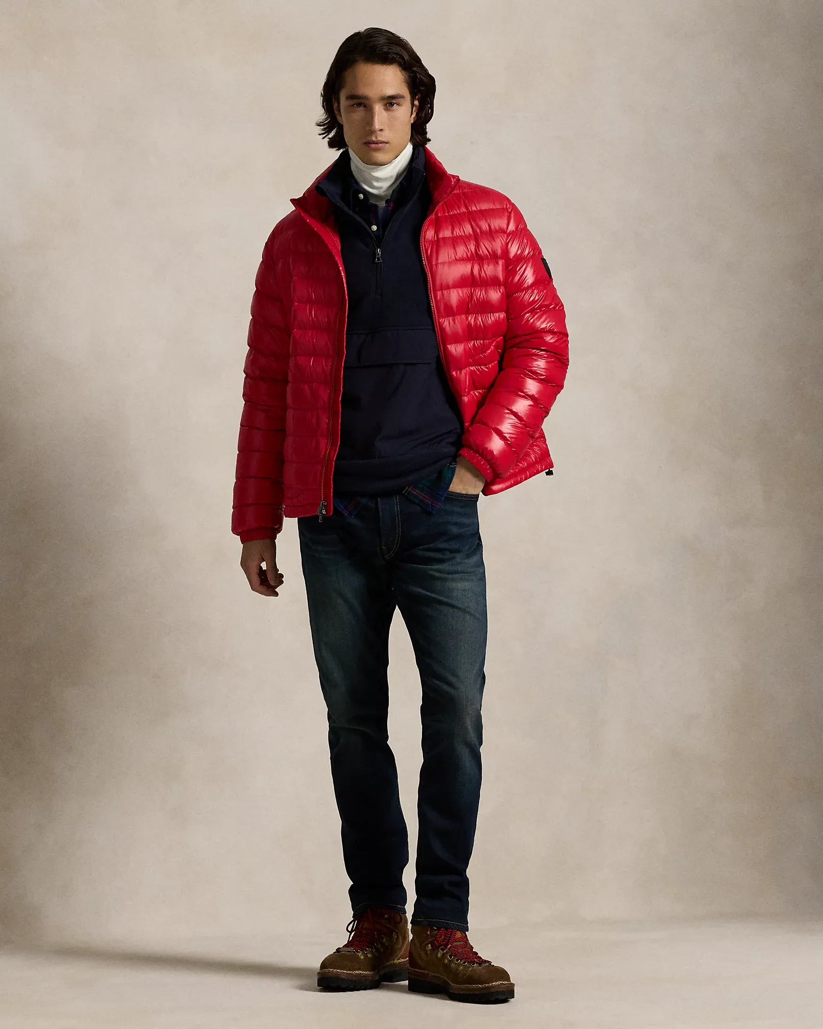 POLO RALPH LAUREN FLEECE HYBRID HOODIE NAVY