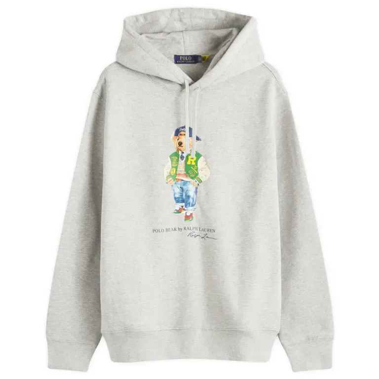 POLO RALPH LAUREN VARSITY BEAR POPOVER HOODIE GREY
