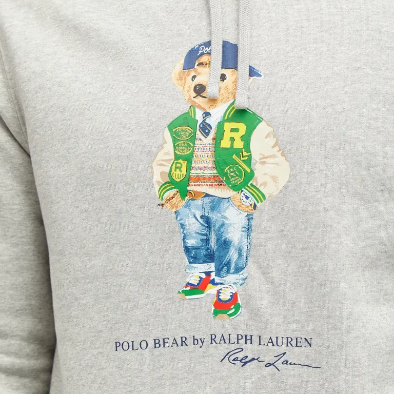 POLO RALPH LAUREN VARSITY BEAR POPOVER HOODIE GREY