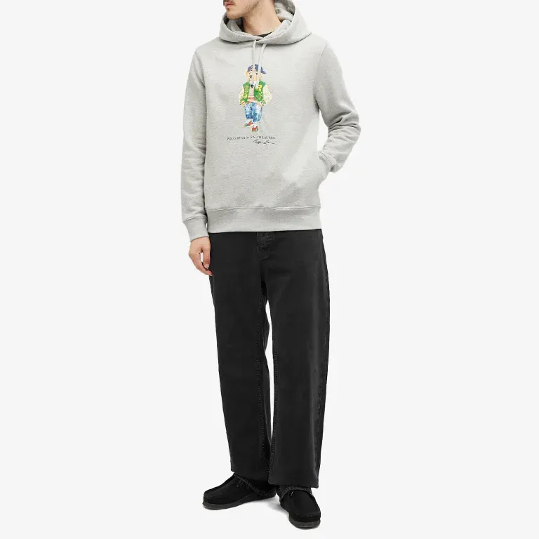 POLO RALPH LAUREN VARSITY BEAR POPOVER HOODIE GREY