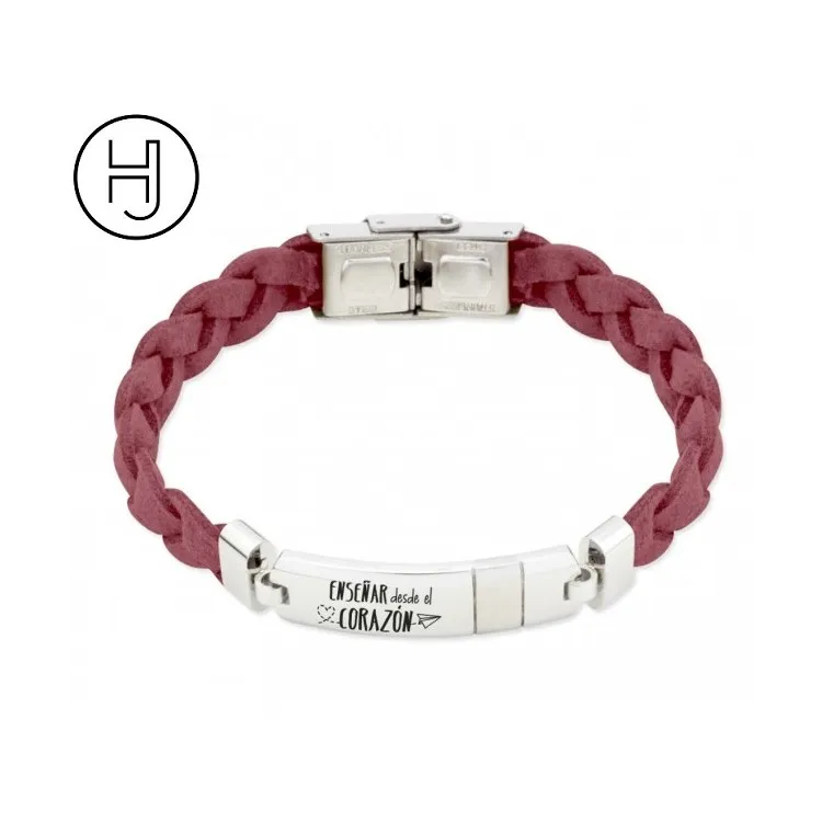 Pulsera personalizada hombre cuero y acero